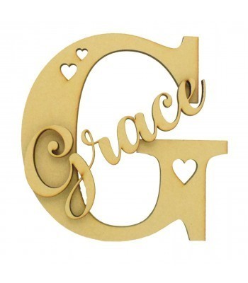Laser Cut Personalised 3D Letter With Personalised Name & Cut Out Hearts